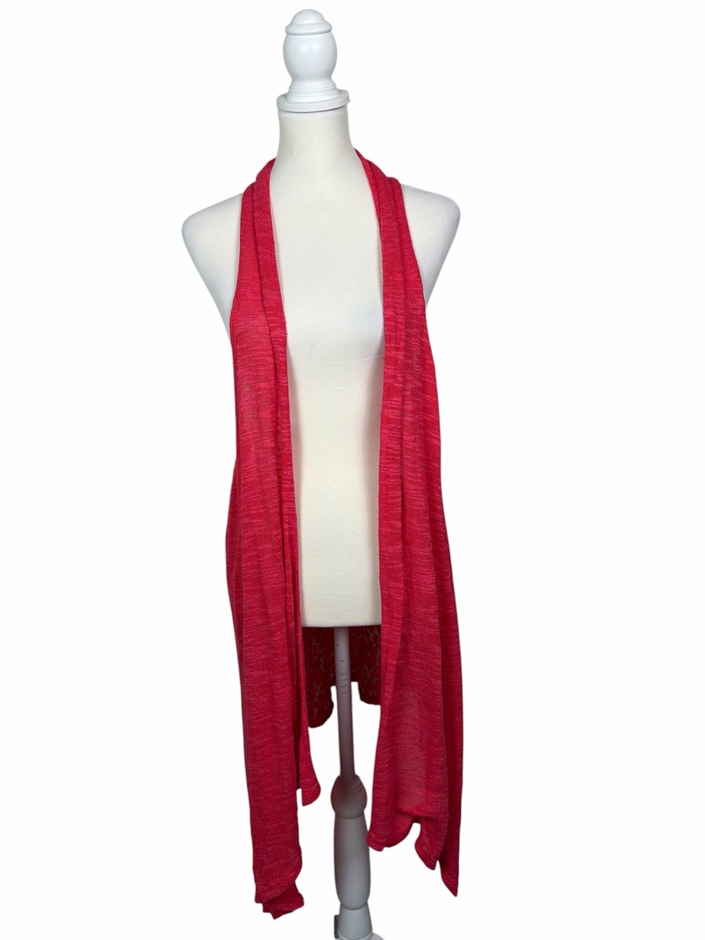Deb Vintage Y2K Pink Crochet Lace Waterfall Vest Cardigan Open Front Size 3X
